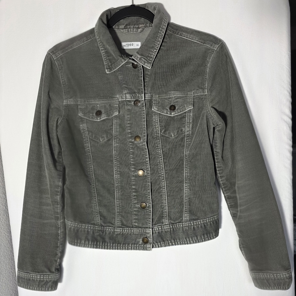 Gap 1969 Gray Corduroy Trucker Jacket XS Vintage Boho Utility Indie Gorpcore